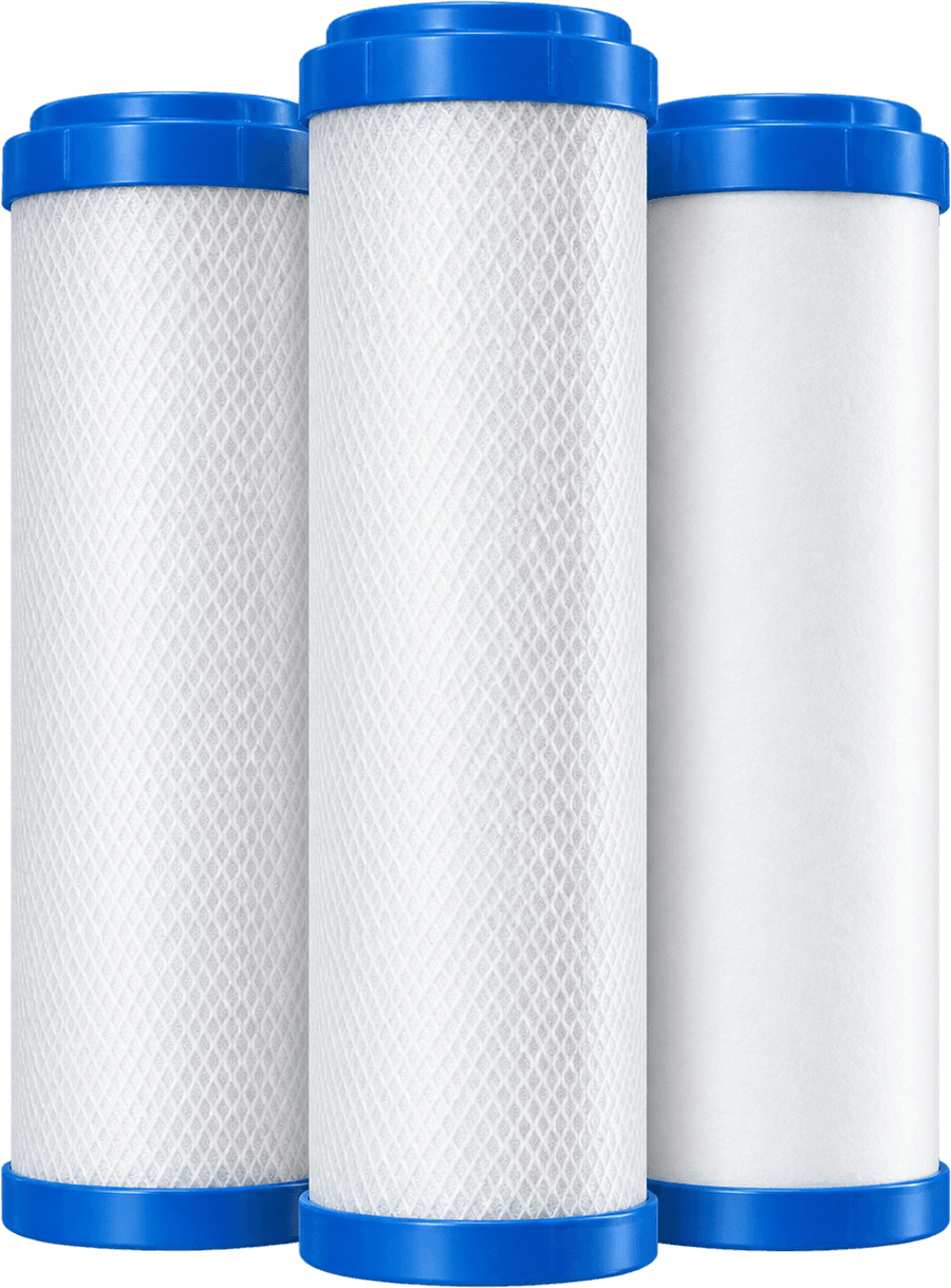 Three replacement water filter cartridges